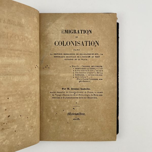 ARSENE ISABELLE
Emigration et Colonisation